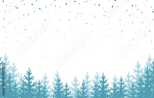 Winter background with fir trees, coniferous forest and falling snow. Background design for winter, christmas and new year holidays. Isolation. Vector illustration