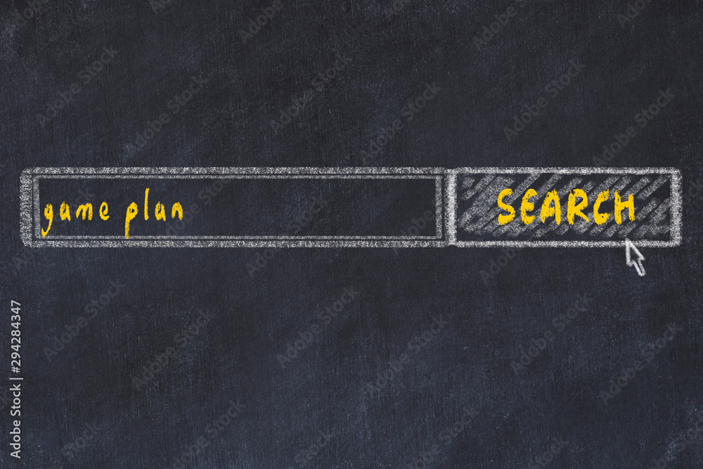 Plakat Chalkboard drawing of search browser window and inscription game plan