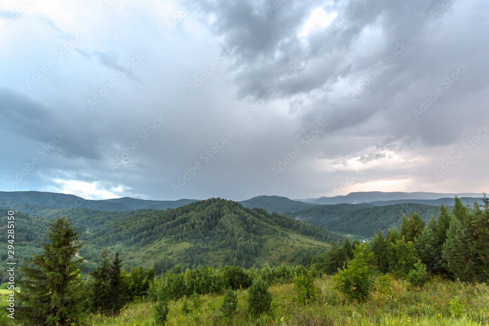 landscape with mountains and clouds