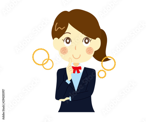 期待する女性、女子高生