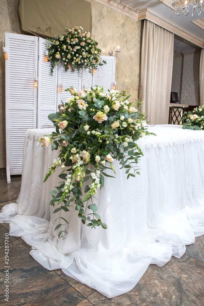 wedding decoration with fresh flowers