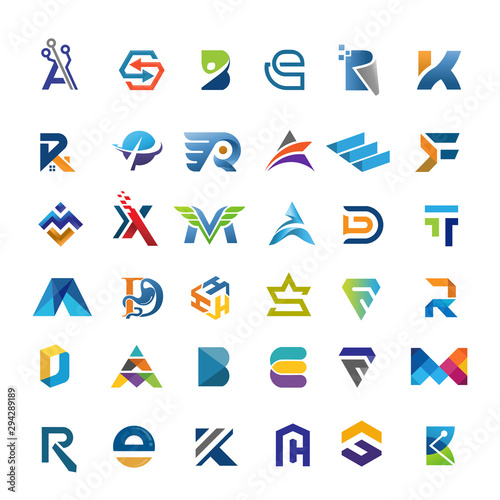creative variation style of initial letter logo set concept illustration 