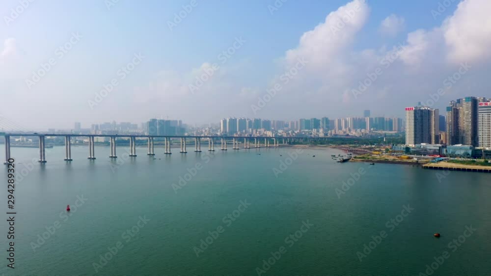 A seaside city view of Zhanjiang Bay, Guangdong, China A seaside city view of Zhanjiang Bay, Guangdong, China