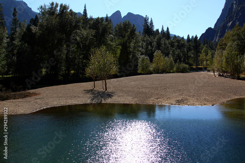 Sand bar in theMerced River in Yosemite Valley