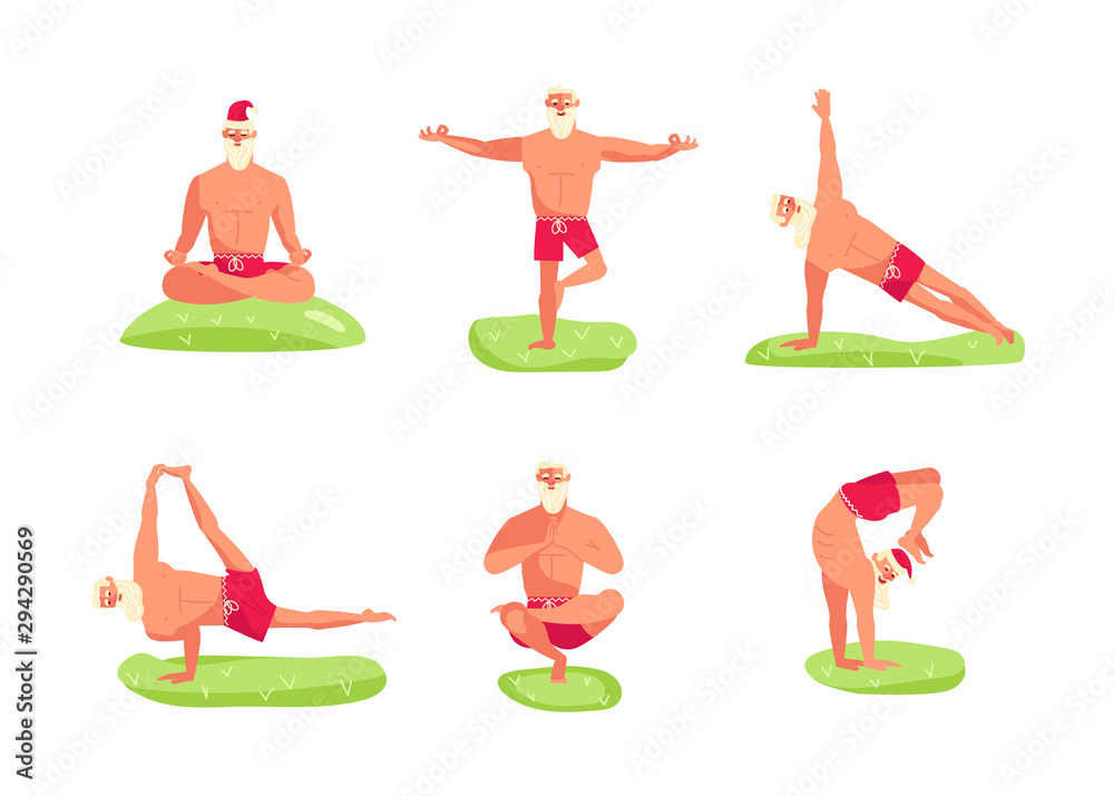 Santa Claus in yoga pose Santa Claus in yoga pose
