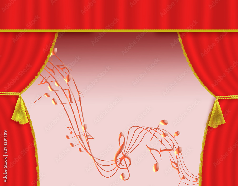 Naklejka premium 譜面 音楽 五線譜 コンサート ミュージック 楽譜 ステージ