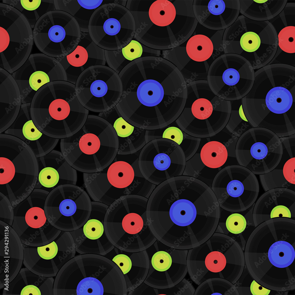 Seamless pattern with vinyl records. Vector graphics. Seamless pattern with vinyl records. Vector graphics.