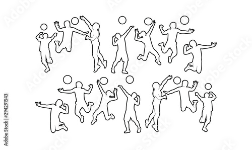 volley ball line athlete logo silhouette vector template