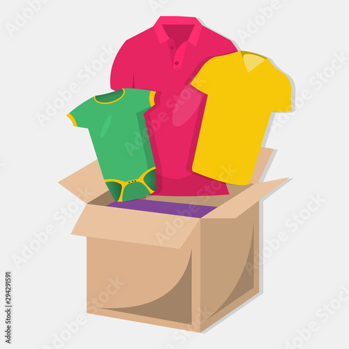 clothes put into box vector illustration symbol for charity concept