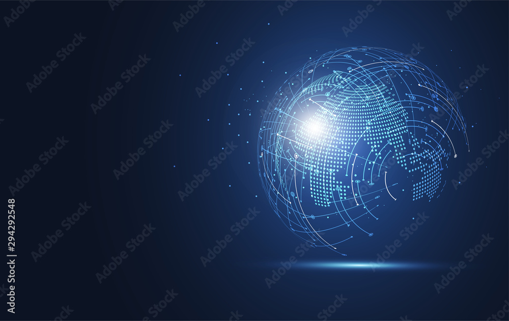 Global network connection. World map point and line composition concept of global business. Vector Illustration