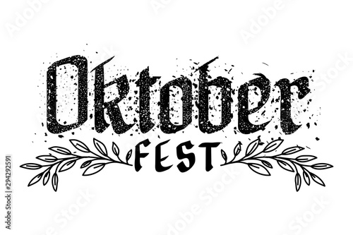 oktoberfest lettering calligraphy with wreath leafs decoration