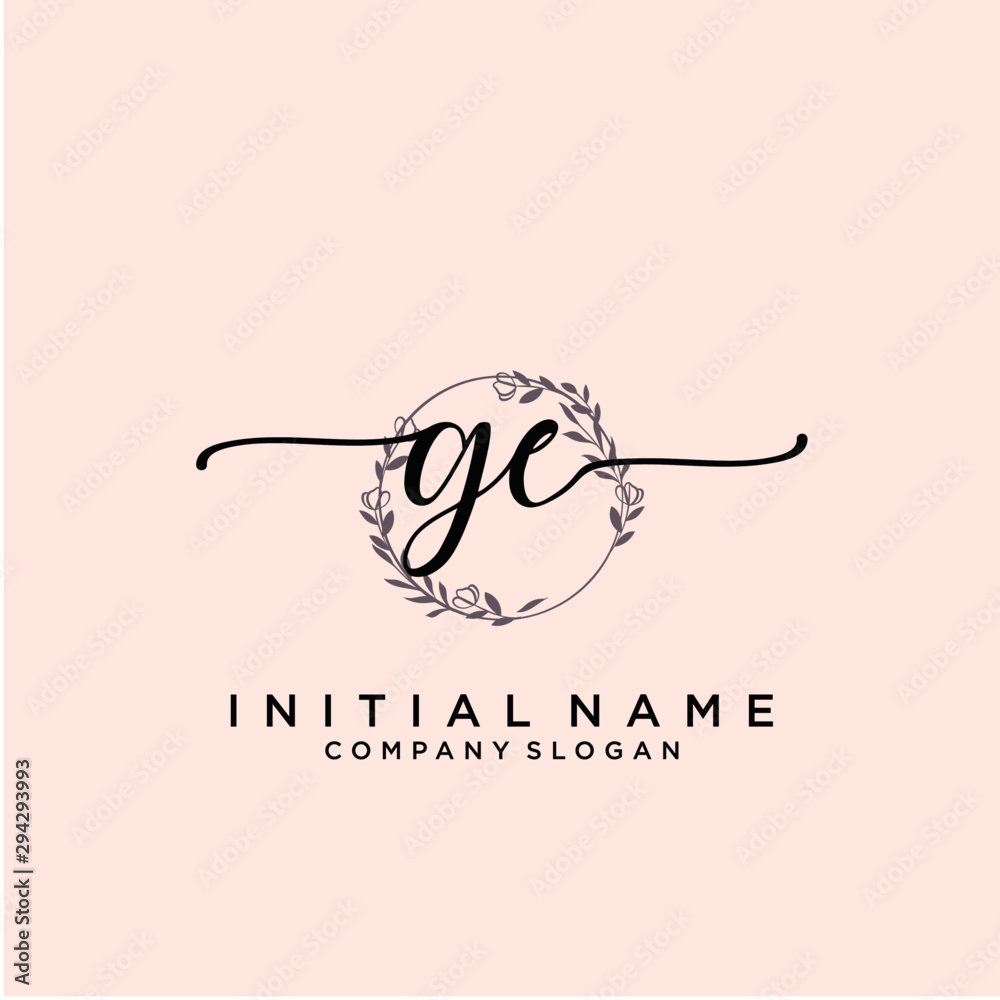 GE Beauty vector initial logo, handwriting logo. GE Beauty vector initial logo, handwriting logo.
