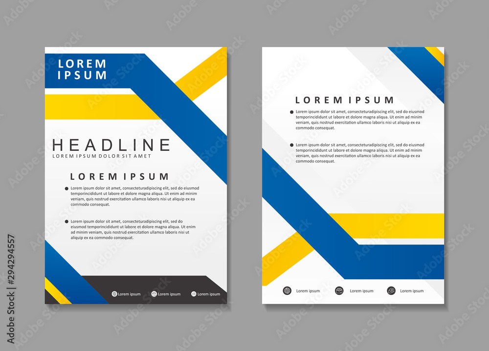 Modern brochure template design with blue, yellow and white color Modern brochure template design with blue, yellow and white color
