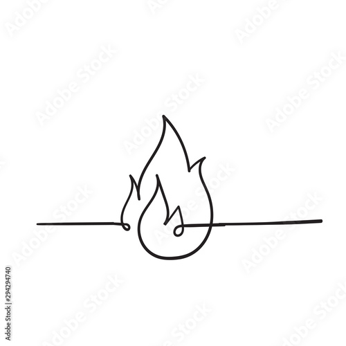 handdrawn fire icon illustration with single line style