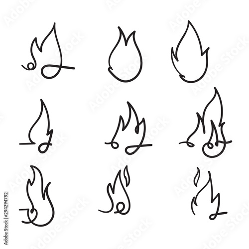 handdrawn fire icon illustration with single line style