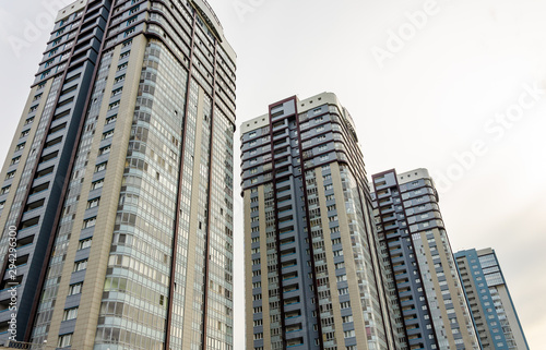 Construction of a residential neighborhood. New high-rise building.