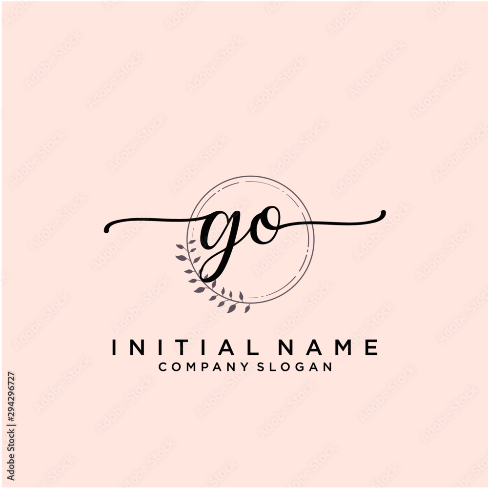 GO Beauty vector initial logo, handwriting logo.