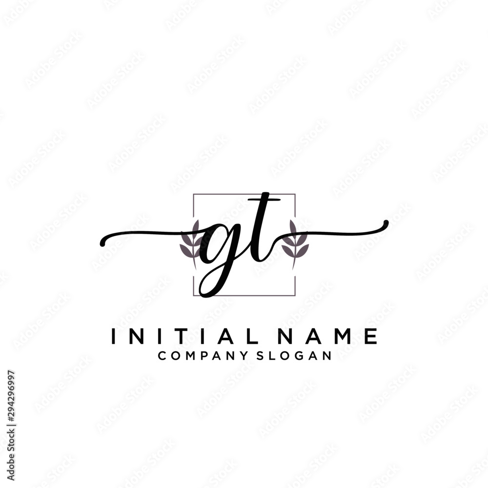 GT Beauty vector initial logo, handwriting logo. GT Beauty vector initial logo, handwriting logo.