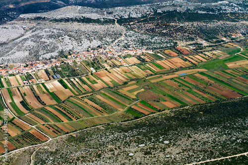 Aerial view of the fertile fields in Zadar region near Adriatic coast © Goran