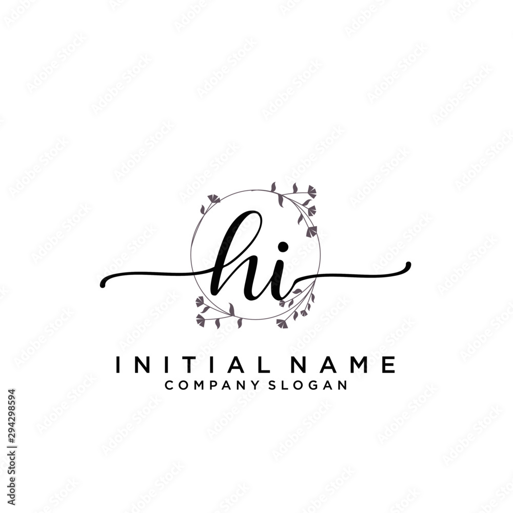 HI Beauty vector initial logo, handwriting logo. HI Beauty vector initial logo, handwriting logo.