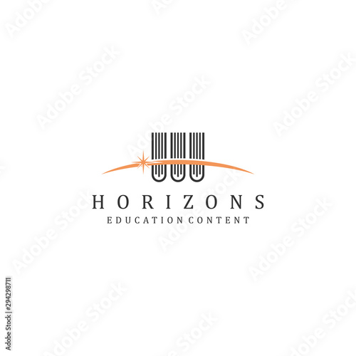Educational horizon with simple modern design book elements