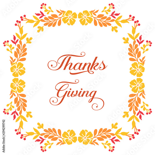 Wallpaper Mural Template text of thanksgiving, with ornament of nature leaf flower frame. Vector Torontodigital.ca