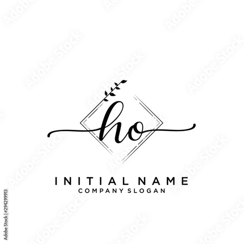 HO Beauty vector initial logo, handwriting logo.