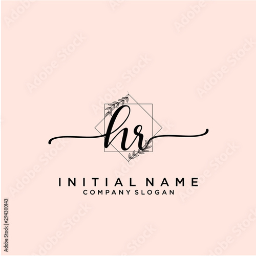 HR Beauty vector initial logo, handwriting logo.