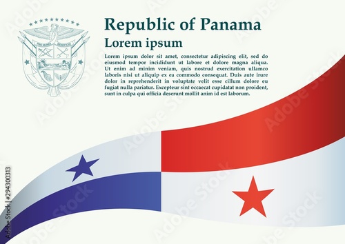 Flag of Panama, Republic of Panama. Bright, colorful vector illustration