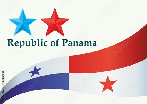 Flag of Panama, Republic of Panama. Bright, colorful vector illustration