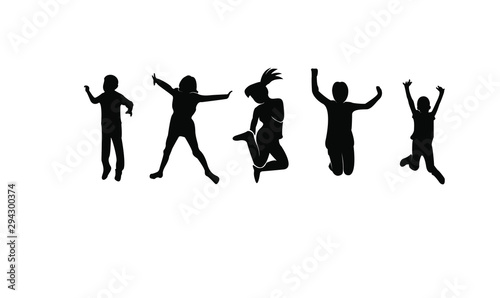 set child jump logo icon design vector