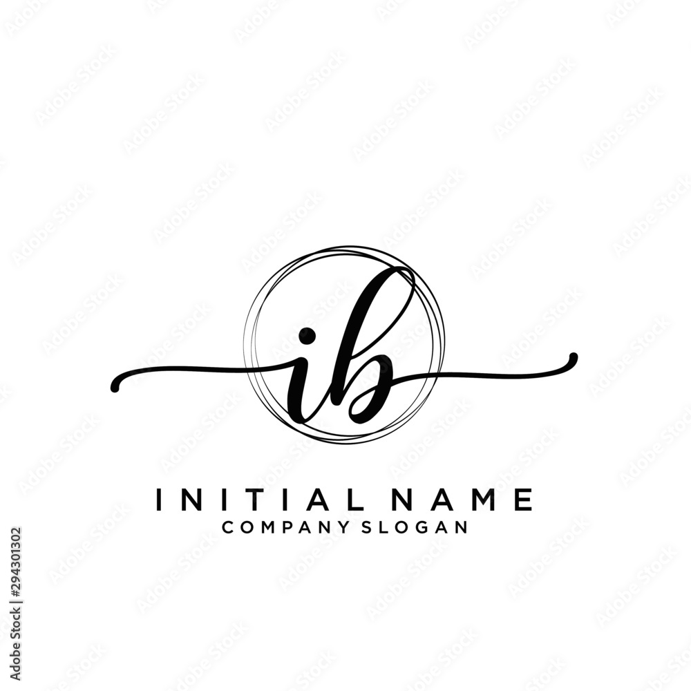 Obraz premium IB Beauty vector initial logo, handwriting logo.