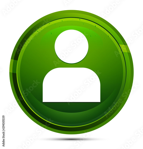 User profile icon glassy green round button illustration