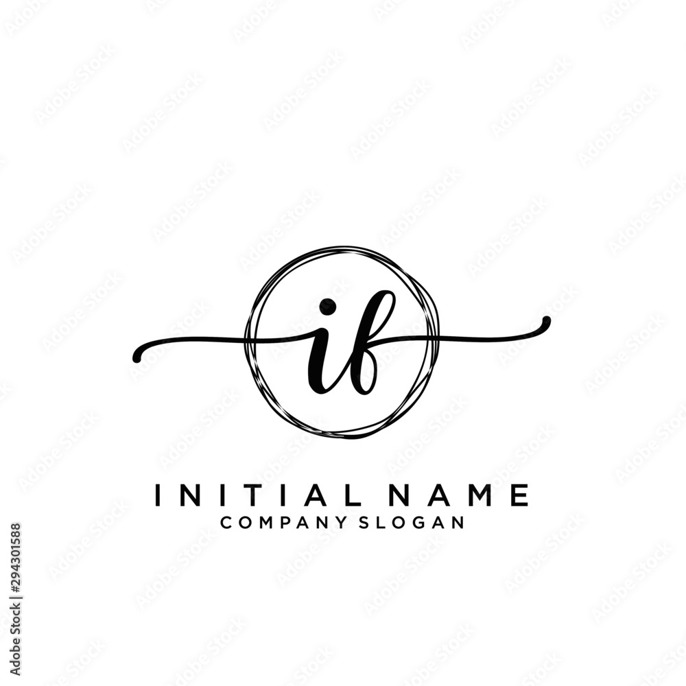 IF Beauty vector initial logo, handwriting logo.