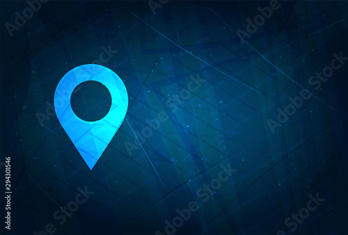 Location pin icon futuristic digital abstract blue background