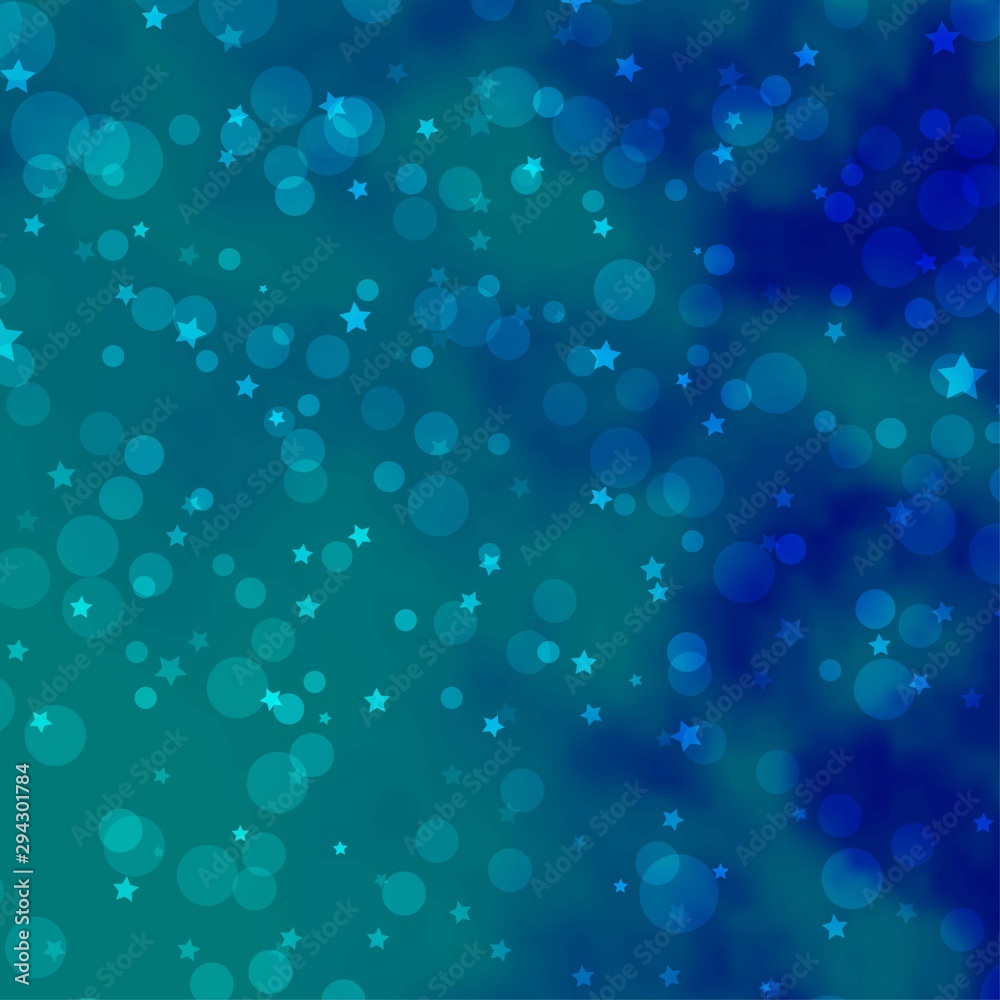 Light BLUE vector template with circles, stars. Abstract design in gradient style with bubbles, stars. Design for textile, fabric, wallpapers. Light BLUE vector template with circles, stars. Abstract design in gradient style with bubbles, stars. Design for textile, fabric, wallpapers.
