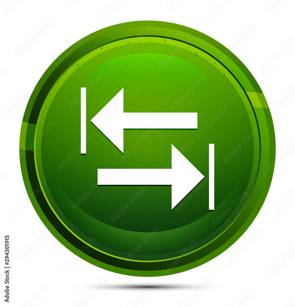 Transfer arrow icon glassy green round button illustration Transfer arrow icon glassy green round button illustration