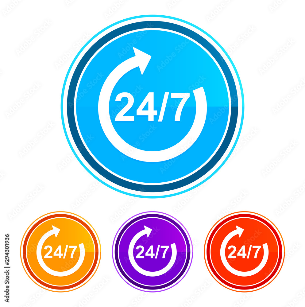 24/7 rotate arrow icon flat design round buttons set illustration design 24/7 rotate arrow icon flat design round buttons set illustration design