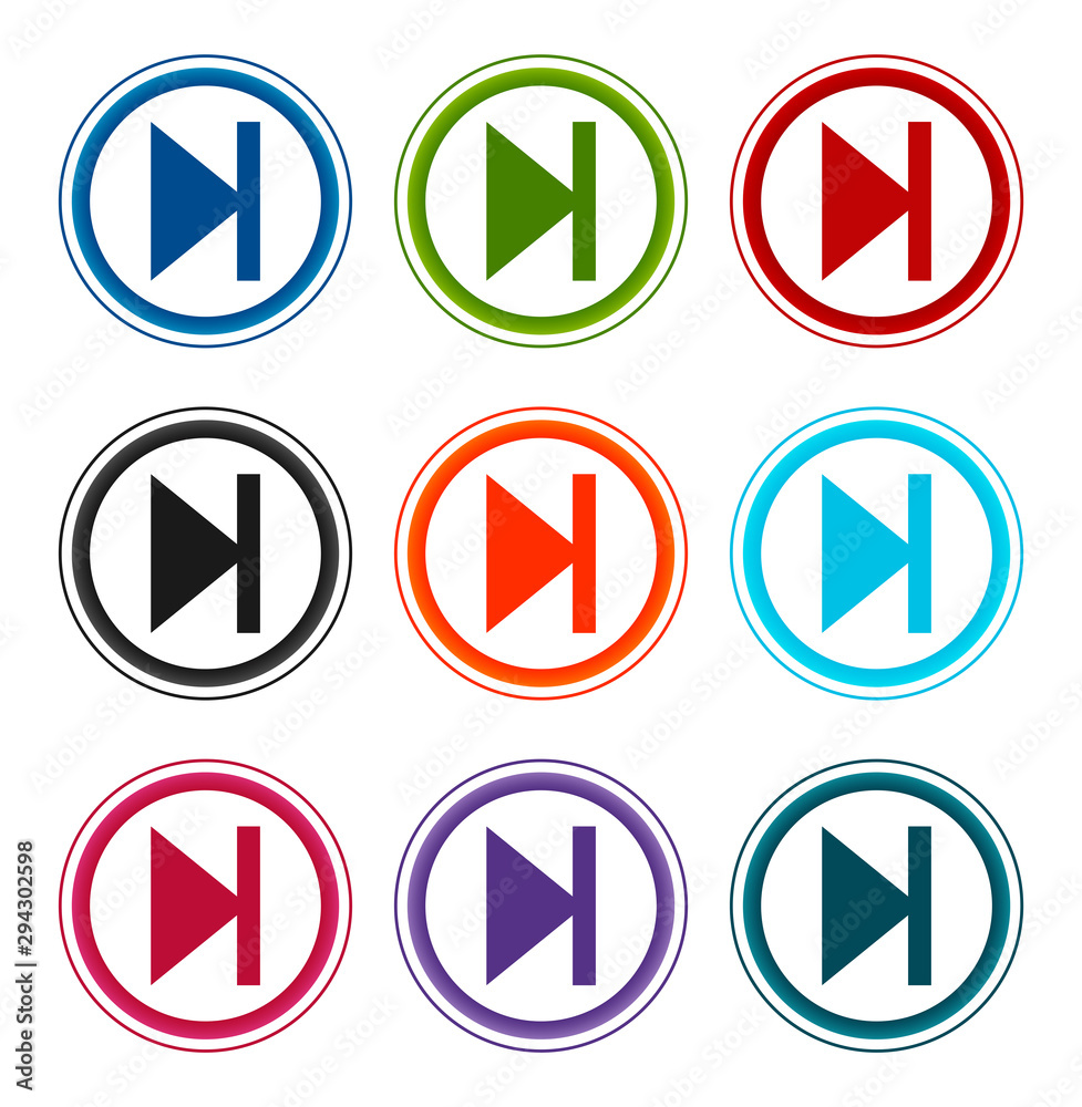 Next track icon flat round buttons set illustration design Next track icon flat round buttons set illustration design
