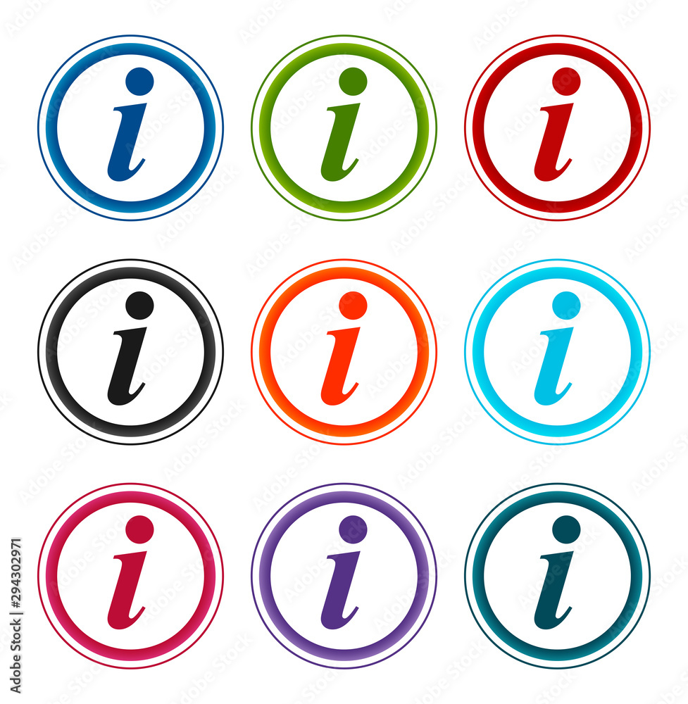 Info icon flat round buttons set illustration design Info icon flat round buttons set illustration design