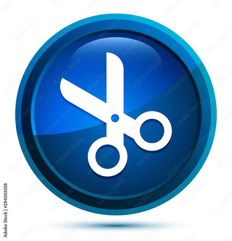Scissors icon elegant blue round button illustration
