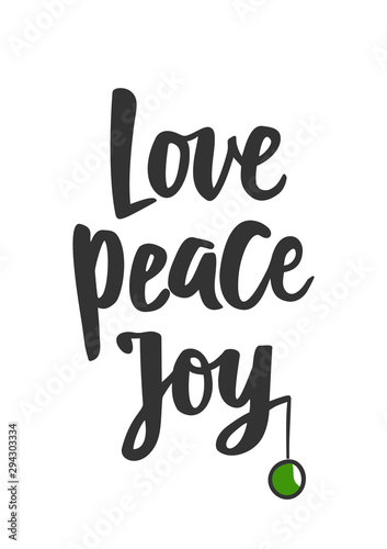 Simple Christmas card. Hand drawn text and holiday symbols