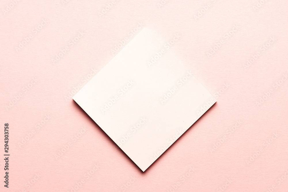 mockup with empty square memo stick on pink background. for design and decoration. gentle backdrop. mockup with empty square memo stick on pink background. for design and decoration. gentle backdrop.