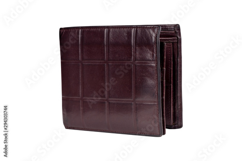 male leather purse. used mens wallet isolated on white background.