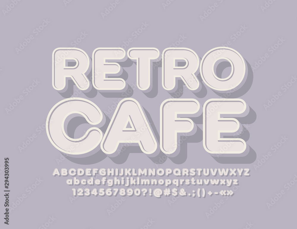 Vector trendy logo Retro Cafe with white Font. Creative Alphabet Letters, Numbers and Symbols Vector trendy logo Retro Cafe with white Font. Creative Alphabet Letters, Numbers and Symbols