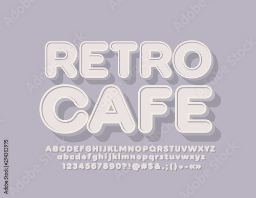 Vector trendy logo Retro Cafe with white Font. Creative Alphabet Letters, Numbers and Symbols