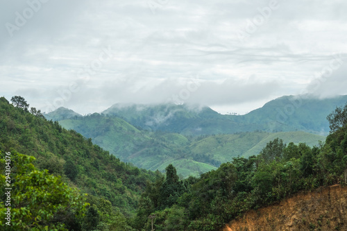 view of beautiful moutain, cloud and sky in nature of Thailand