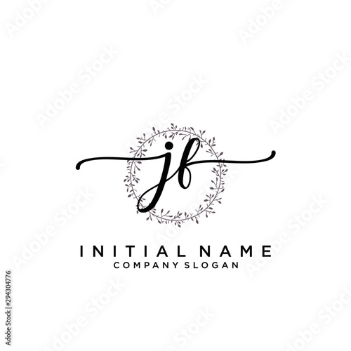 JF Beauty vector initial logo  handwriting logo.