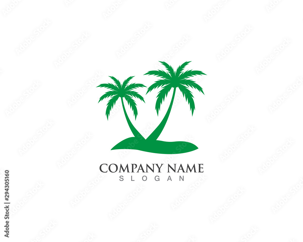 Palm logo tree template and vector illustration
