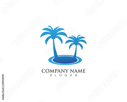 Palm logo tree template and vector illustration